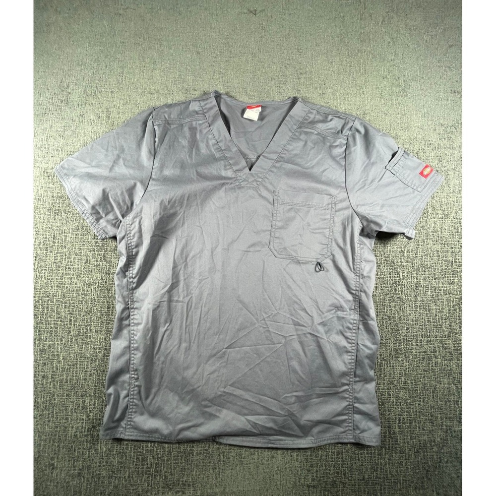 Dickies‎ Gen Flex Mens Scrub Top Small Pewter Gray V-Neck Pocket 81722 PEWZ